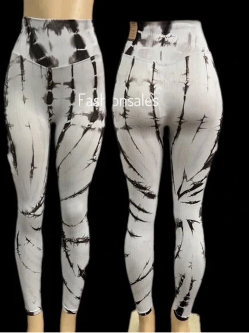PINK Victoria's Secret Black & White Tie-Dye High-Waist Leggings